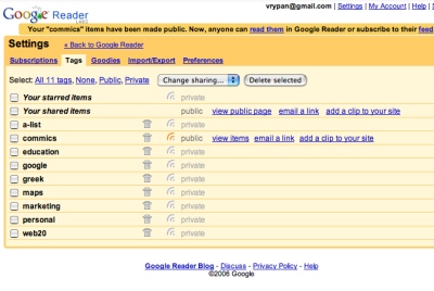 Google Reader tags